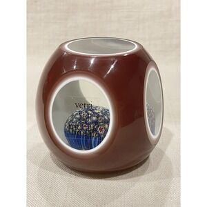 Large Murano Art Glass Double Overlay 6 Faceted Mellifiori Paperweight Burgundy